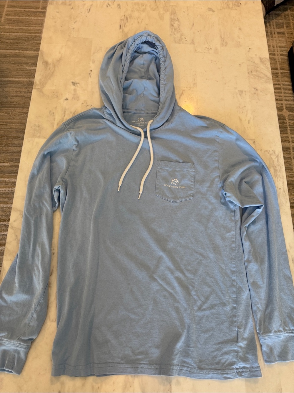 Southern Tide Light Blue Long-Sleeve Hooded Pocket Tee